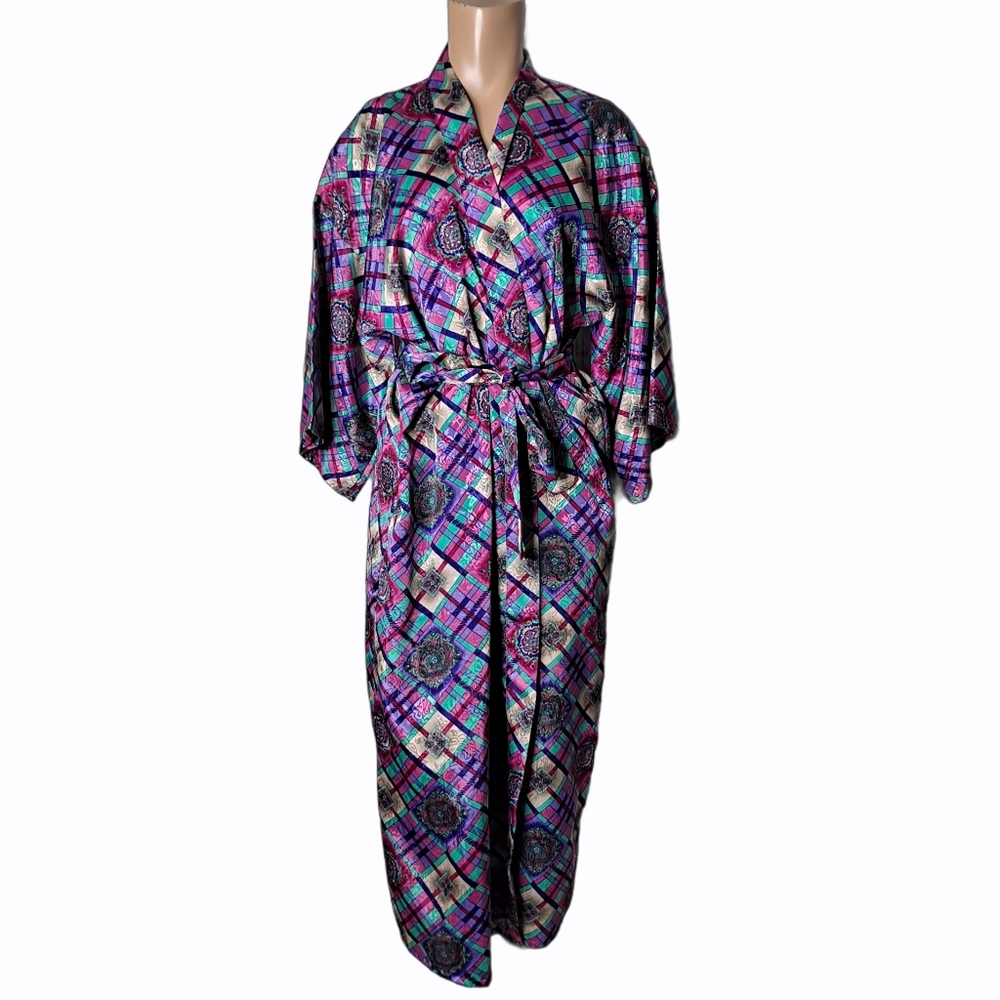 Maryann's Boutique mixed color satin Long Robe M